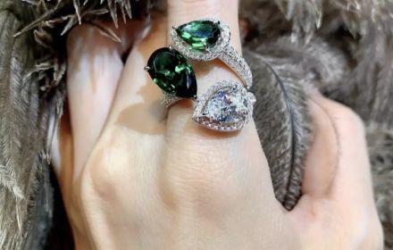  Δαχτυλίδι Δάκρυ Σμαραγδί Πράσινο 