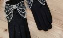 Γάντια γυναικεία  με φιόγκο στρας 